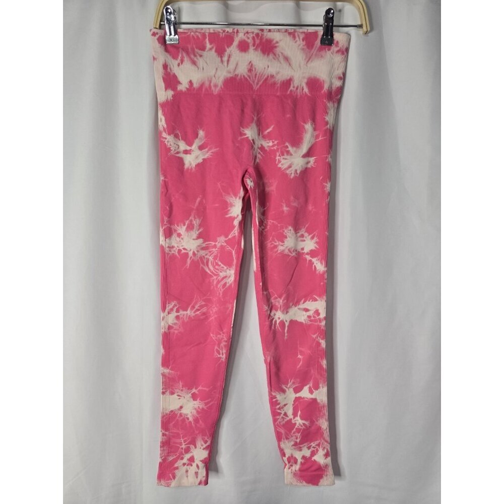 Seamless –Womens Pink Tie Dye Leggings High Waist Tummy Control Butt Lift Size M